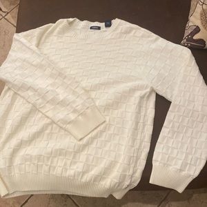 Izod men’s cotton sweater extra-large cream color block pattern
